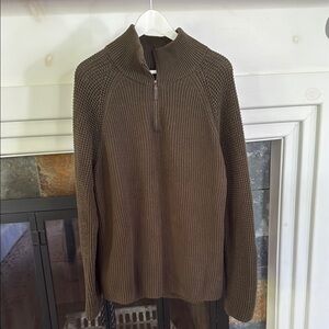 Banana Republic Brown/green 100% Cotton Zip Up SWEATER. Size L.